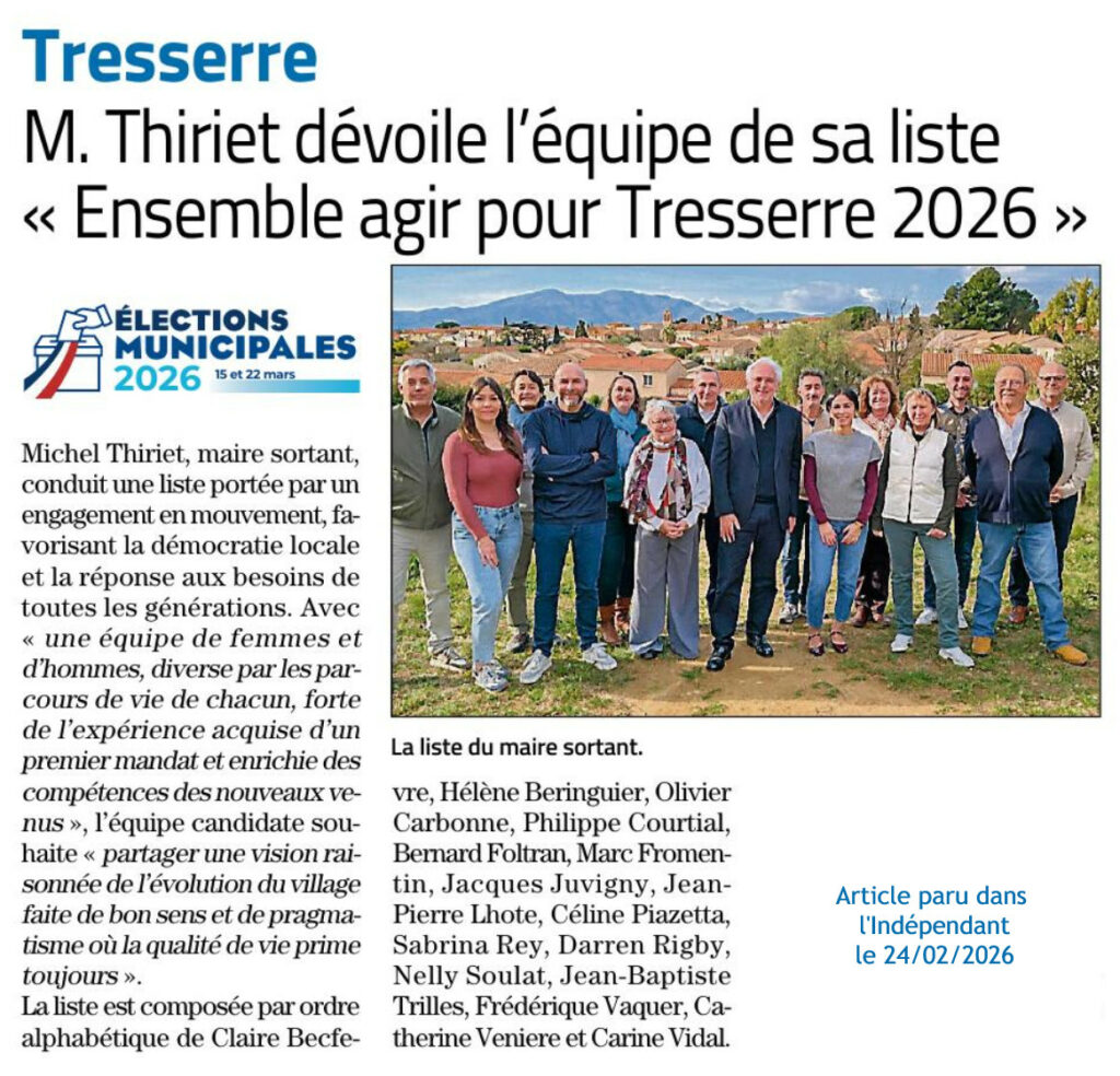 Michel Thiriet, maire sortant, conduit une liste portée par un engagement en mouvement, favorisant la démocratie locale et la réponse aux besoins de toutes les générations. Avec "une équipe de femmes et d’hommes, diverse par les parcours de vie de chacun, forte de l’expérience acquise d’un premier mandat et enrichie des compétences des nouveaux venus ", l’équipe candidate souhaite "partager une vision raisonnée de l’évolution du village faite de bon sens et de pragmatisme où la qualité de vie prime toujours ".

La liste est composée par ordre alphabétique de Claire Becfevre, Hélène Beringuier, Olivier Carbonne, Philippe Courtial, Bernard Foltran, Marc Fromentin, Jacques Juvigny, Jean-Pierre Lhote, Céline Piazzetta, Sabrina Rey, Darren Rigby, Nelly Soulat, Jean-Baptiste Trilles, Frédérique Vaquer, Catherine Veniere et Carine Vidal.
