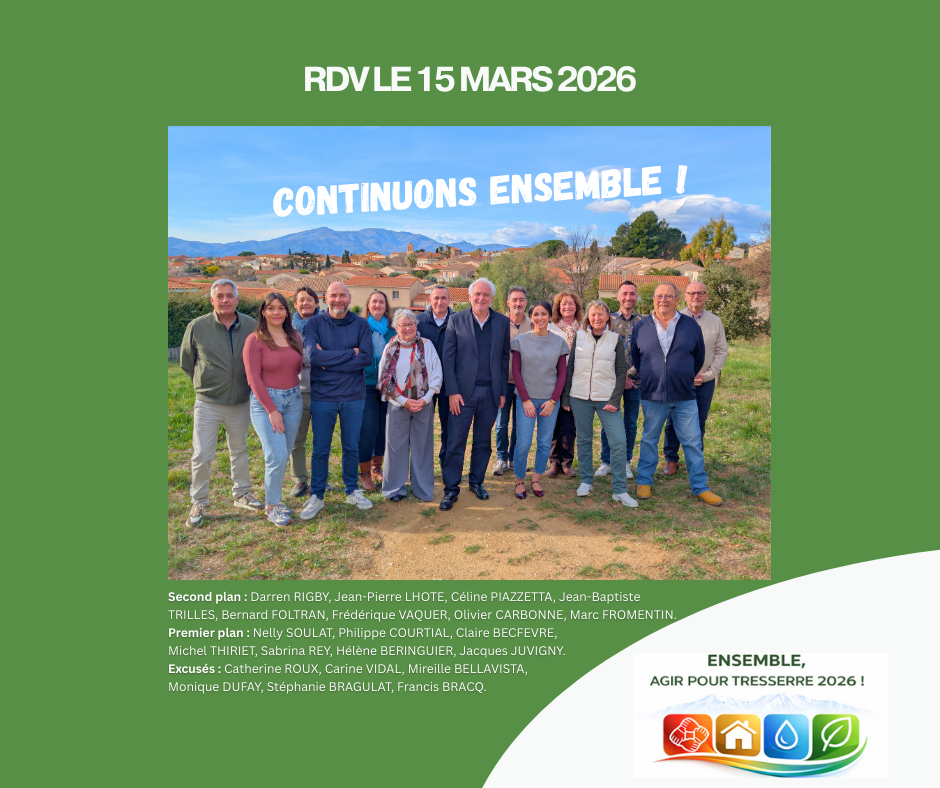 [RENDEZ-VOUS LE 15 MARS 2026]

CONTINUONS ENSEMBLE !

Second plan : Darren RIGBY, Jean-Pierre LHOTE, Céline PIAZZETTA, Jean-Baptiste TRILLES, Bernard FOLTRAN, Frédérique VAQUER, Olivier CARBONNE, Marc FROMENTIN.
Premier plan : Nelly SOULAT, Philippe COURTIAL, Claire BECFEVRE, Michel THIRIET, Sabrina REY, Hélène BERINGUIER, Jacques JUVIGNY.
Excusés : Catherine ROUX, Carine VIDAL, Mireille BELLAVISTA, Monique DUFAY, Stéphanie BRAGULAT, Francis BRACQ